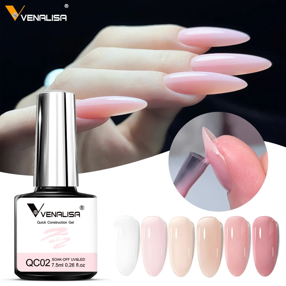 VENALISA 7.5ml Quick Construction Gel, Semi Transparent Jelly Nail Gel Polish, Strengthener Soak Off Gel