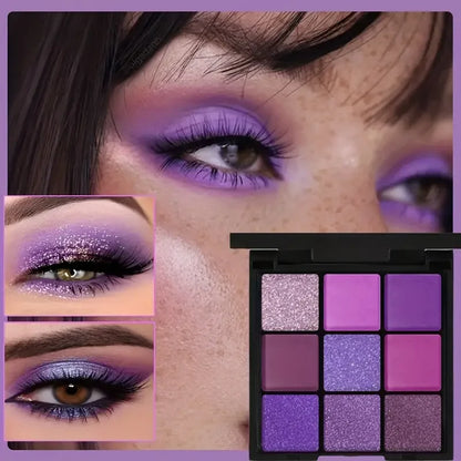 Luxurious Purple Eyeshadow Palette 9 Color Matte and Shimmering violet Eye Makeup for Creating Smoky or Natural Looks Cosmetic