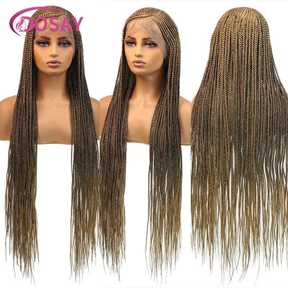 36" Cornrow Box Braided Wigs 613 Blonde Synthetic Wig for Women High Quality Side Part Braided Full Lace Front Wig Faux Locs Wig