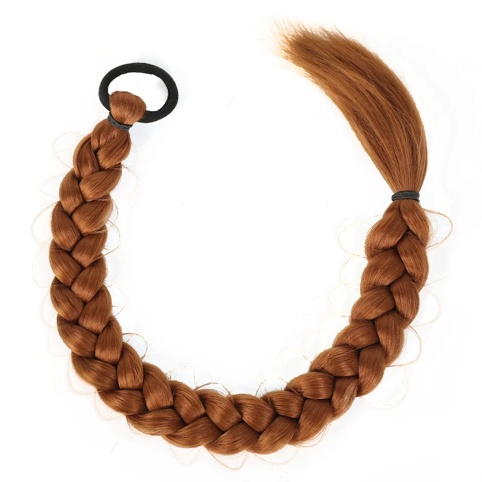 24 Inch Synthetic Long Braided Ponytail Hair Extensions For Women High Temperature Fiber Hair Accessories