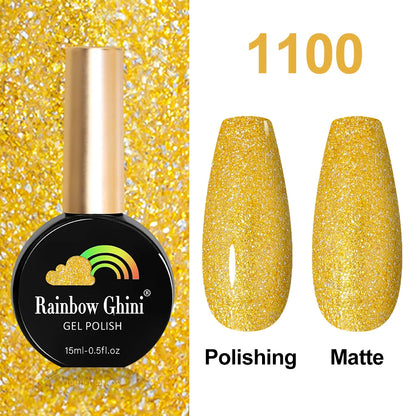 Rainbow Ghini 15ml Glitter Dark Red Gel Nail Polish Semi-Permanent Varnish UV Pale Red Nail Gel Art Supplies for Professionals