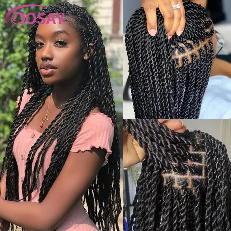 Twist Braided Wigs Box Braided Lace Front Wig For Black Women Synthetic Full Lace Frontal Wig Faux Locs Wig Goddess Braids Wigs