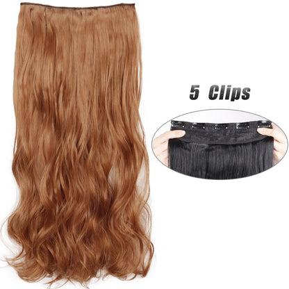 Synthetic 5 Clip In Hair Extensions Long Straight Hairstyle Hairpiece Black Brown Blonde 80CM Natural Fake Hair For Women