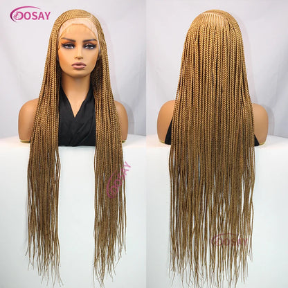 36" Cornrow Box Braided Wigs 613 Blonde Synthetic Wig for Women High Quality Side Part Braided Full Lace Front Wig Faux Locs Wig