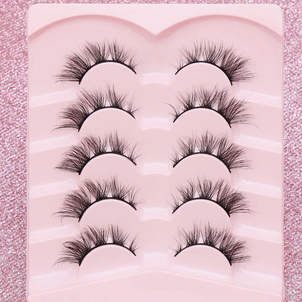 5 Pairs Cat Eye Lashes Faux Mink Eyelashes Winged End Eye Elongated Eyelashes Natural long Manga Lashes Fake Lashes Makeup