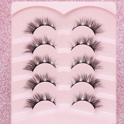 5 Pairs Cat Eye Lashes Faux Mink Eyelashes Winged End Eye Elongated Eyelashes Natural long Manga Lashes Fake Lashes Makeup