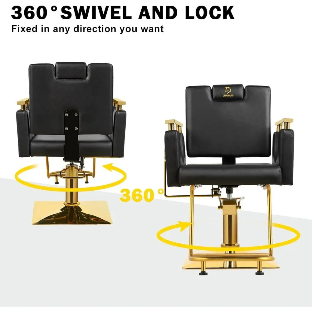 Salon Chair, Hydraulic Rolling Swivel Chairs Reclining Chairs 360 Degree Swivel, Barber Chair