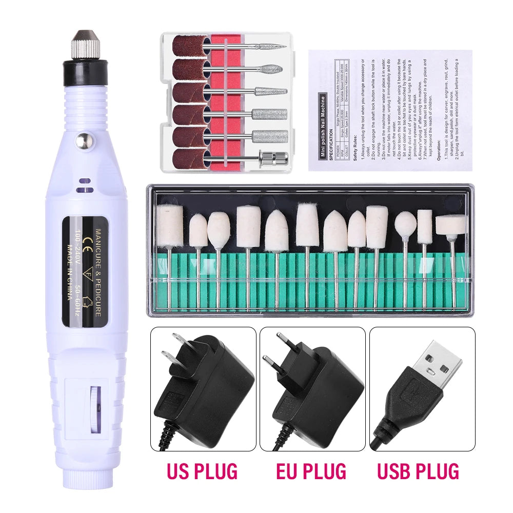 Portable Professional Electric Nail Drill Machine Manicure Tools Pedicure Drill Set Family Nail File Nail Drill Equipment