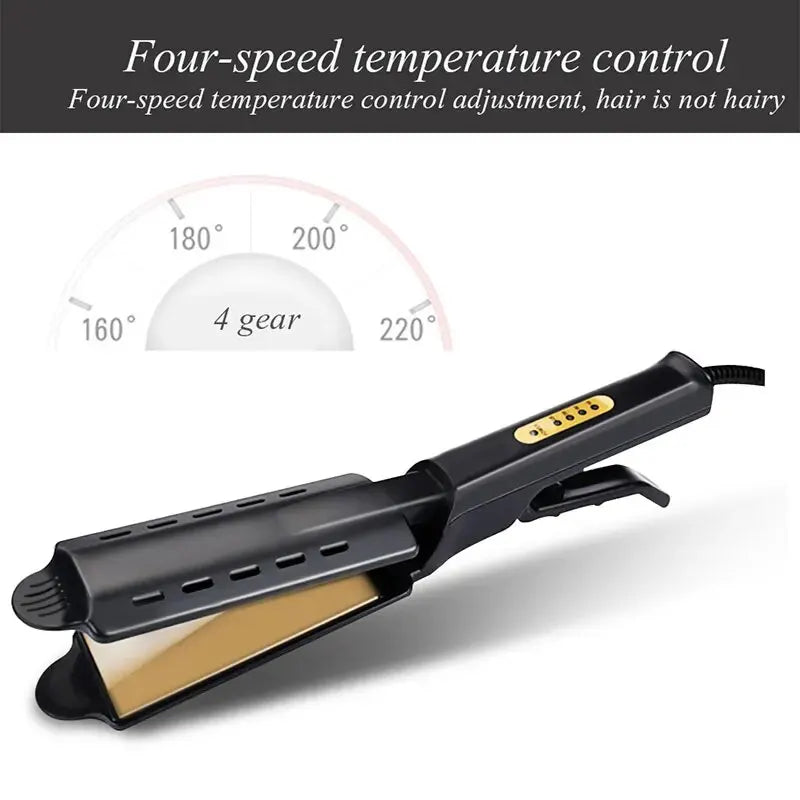 Wide Plate Ionic Flat Iron Hair Straightener Gray, High Tech Professional Steam Hair Straightener ,Adjustable Temperature 4 Gear