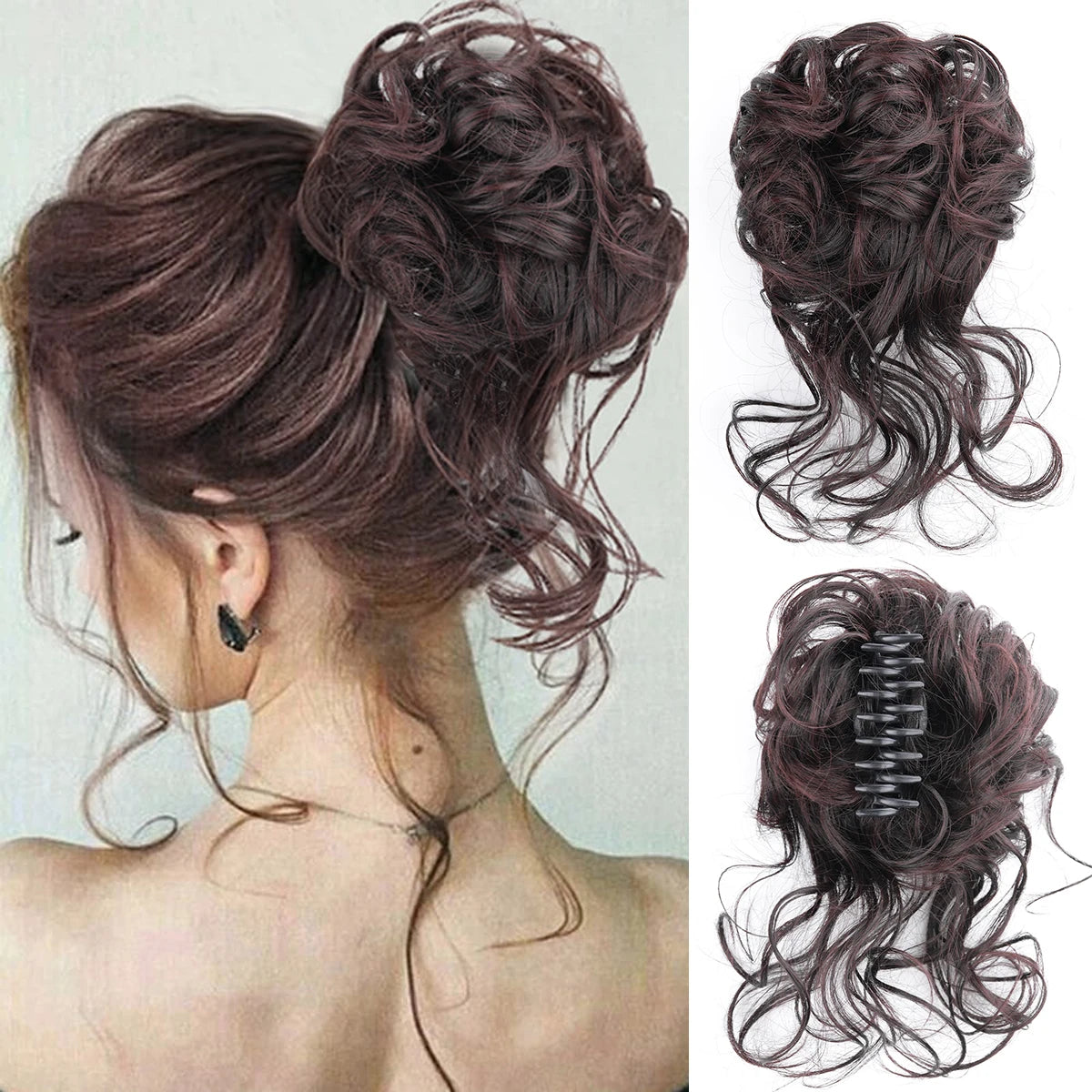 Chorliss Synthetic Claw Chignon Women Messy Curly Fluffy Hair Bun Clip In Ponytail Hair Extensions Natural False Hairpieces