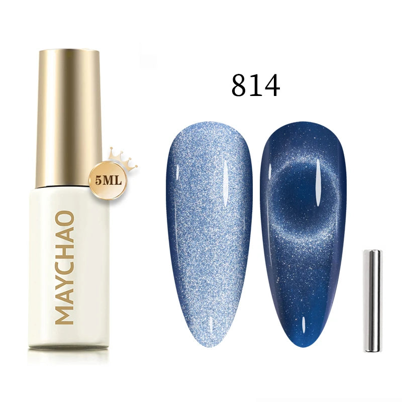 MAYCHAO 5ml Cat Eye Magnetic Gel Nail Polish Shiny Glitter Gel Lacquer Semi Permanent Soak Off UV LED Varnish Manicure Nail Art