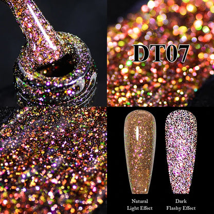 MEET ACROSS 7ml Red Metallic Color Gel Nail Polish Red Gold Silver Semi permanent Soak Off UV Gel Varnish Nail Art For Manicure