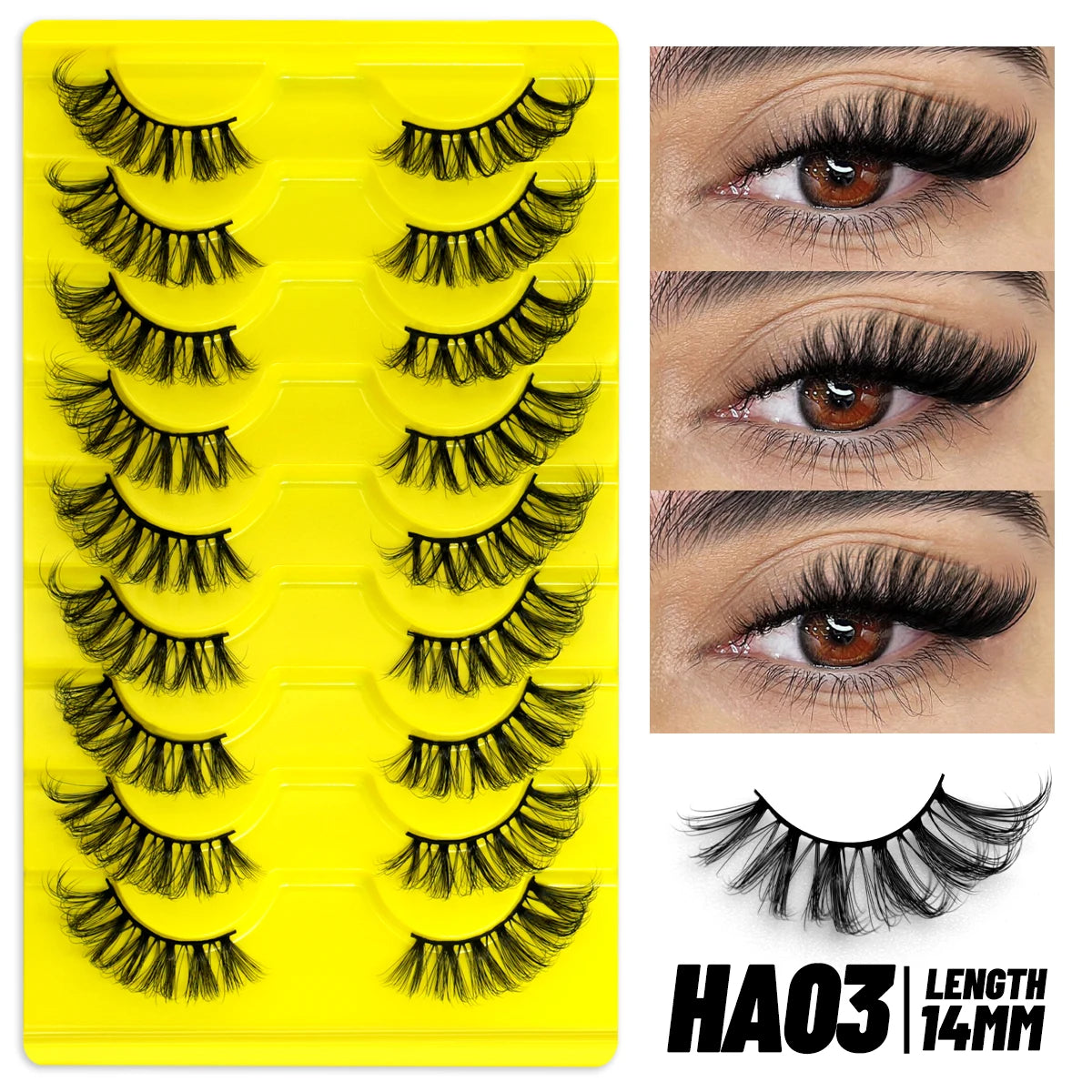 GROINNEYA Half Fake Eyelashes Half Lashes Soft Natural Cat Eye Lashes Natural Look nvisible Band Eyeashe Fluffy Eyelashes