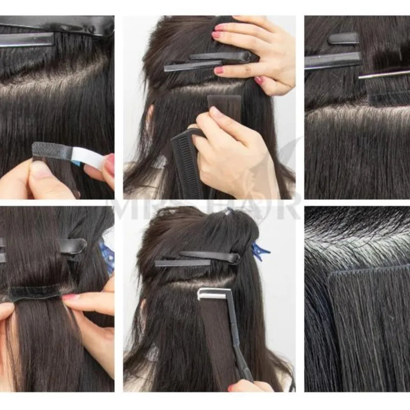 Invisible Tape In Extensions Human Hair Seamless Pu Skin Weft Injected Hair Extensions Hand Tied Adhesives Tape-Ins 10pcs/pack