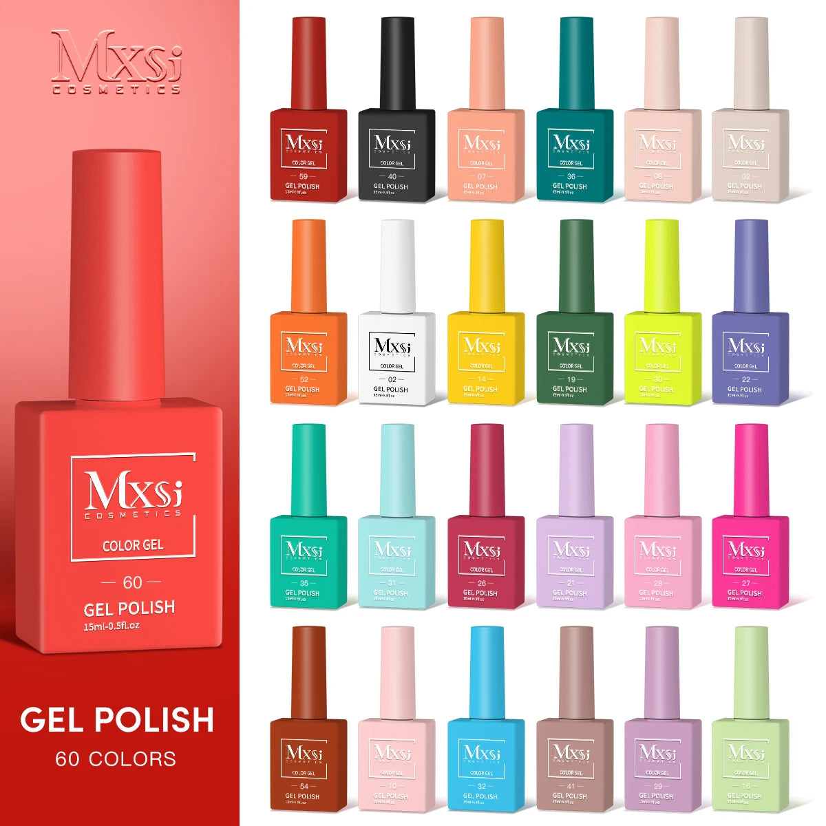 Mxsi 15ml Gel Nail Polish Neon Brown Royal Blue Red Green Pastal Nude Nail Art Varnish Gel Lacquer Top Coat UV Gel Nail Not Set