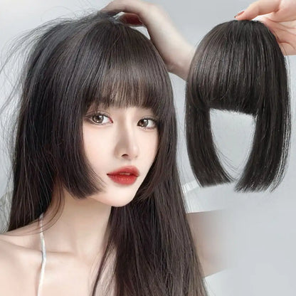 1Pc Cute Synthesis Princess Cut Bangs Hair Extension Synthetic Wig Natural High Temperature Synthetic Fake Bangs Hair Piece Clip