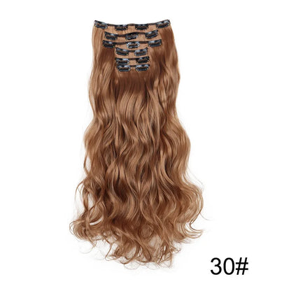 24Inch 16 Clips in Hair Extensions Long Straight Hairstyle Synthetic Blonde Black Hairpieces Heat Resistant False Hair Daily Use