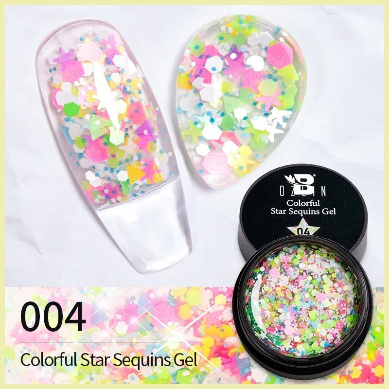 BOZLIN Chameleon Flake Gel Nail Polish Spring Color Sparkling Sequins Soak Off UV Glitter Gel Varnish Nail Art Decoration 5ML