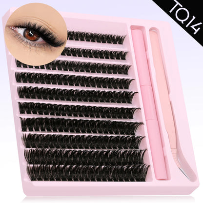 GROINNEYA Eyelash Clusters Kit DIY Lash Extension Kit Lash Bond And Seal And Eyelash Tweezers With Waterproof Strong Hold