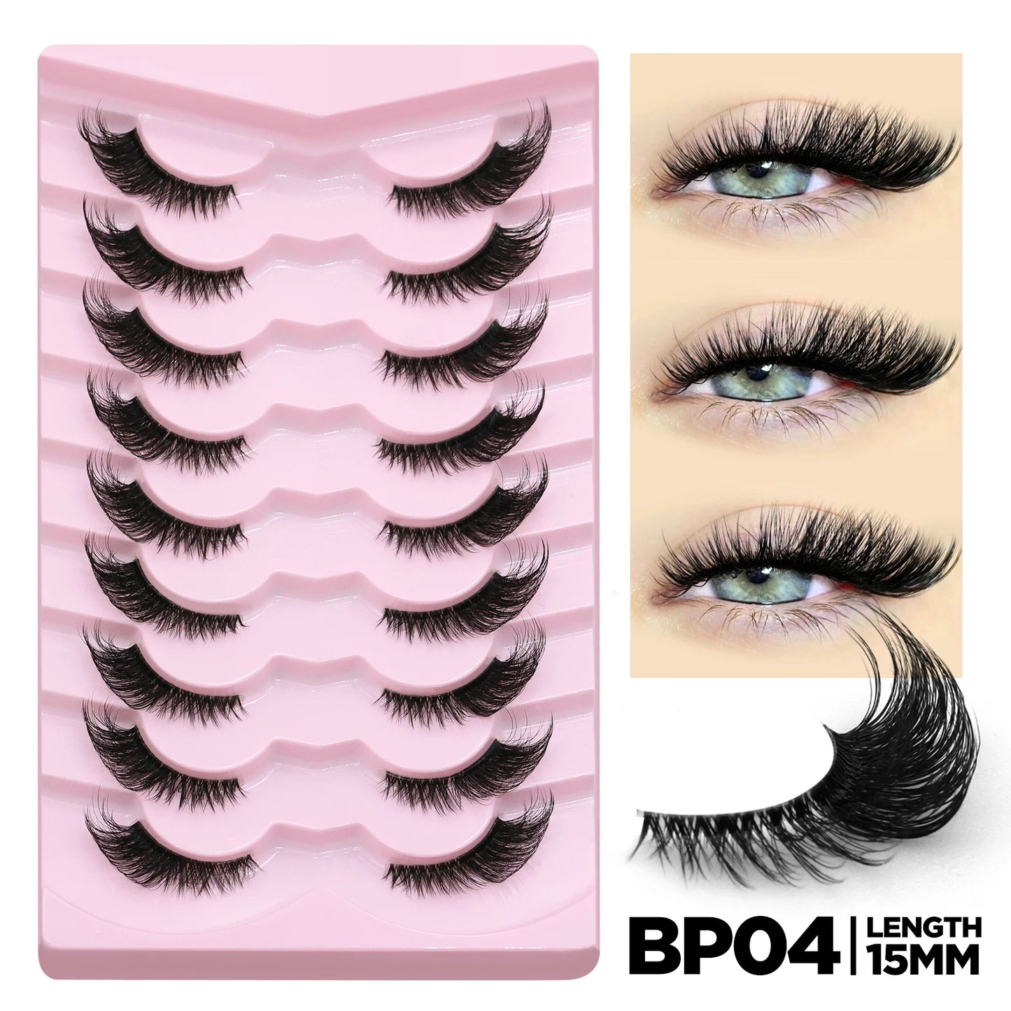 GROINNEYA Half Eyelashes Natural Cat Eye Lashes Soft Wispy Clear Band Lashes With Winged Ends For Extended Eye Look Makeup