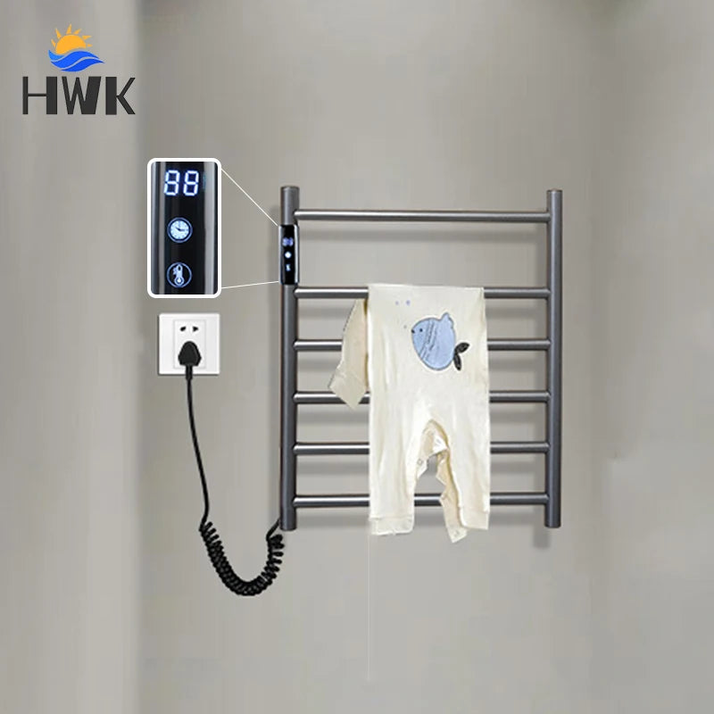 Stainless Steel Electric Heated Towel Rack With Touch Screen.Bathroom Wall Mounted Electric Towel Dryer.110V/220V Towel Radiator