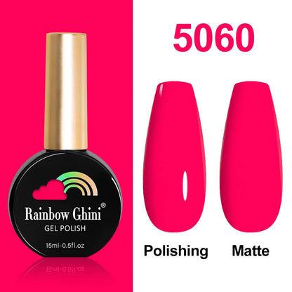 Rainbow Ghini 15ml Glitter Dark Red Gel Nail Polish Semi-Permanent Varnish UV Pale Red Nail Gel Art Supplies for Professionals