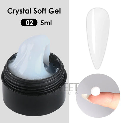 5ml Crystal Soft Solid Extension Nail Gel Clear Nude Pink Acrylic Carving Flower Jelly Shaping DIY Model Manicure Varnish Tools