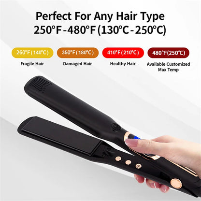 Hair Straightener Curler Professional High Temperature Fast Heating 450℉ / 480℉ Keratin Treatment Hair Flat Iron Dual Voltage