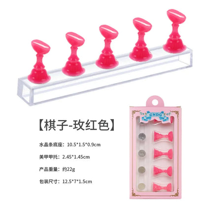 1Set Magnetic Nail Holder Practice Display Stand Nail Polish Acrylic Crystal Showing Shelf Nail Art Tool