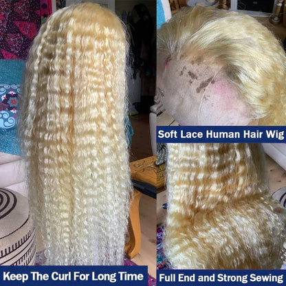 Wiggogo Blonde Lace Front Wig 613 Hd Lace Frontal Wig 13X6 Curly Lace Front Human Hair Wig 13X4 Deep Wave Frontal Wigs For Women