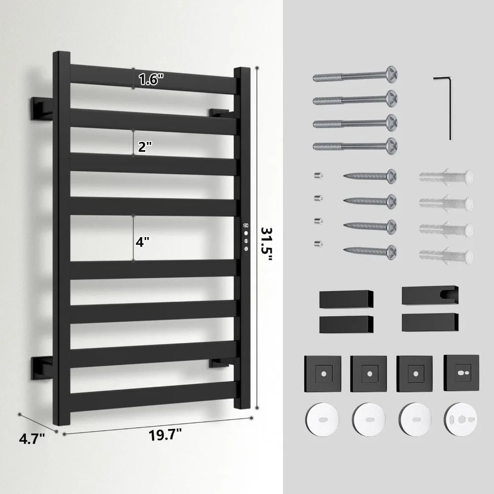 Towel Warmer, Towel Heater Rack for Bathroom, 8-bar Electric Towel Dryer with Timer and Smart Temperature Control