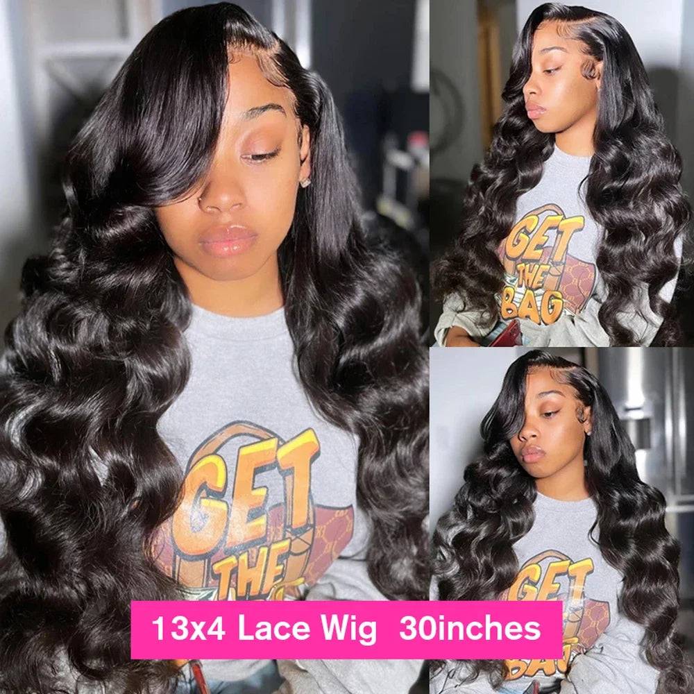 30 40 Inch 250 Density Bone Straight 13X6 Hd Lace Frontal Wig 13X4 Transparent Lace Front Pre Plucked 100% Human Hair For Women