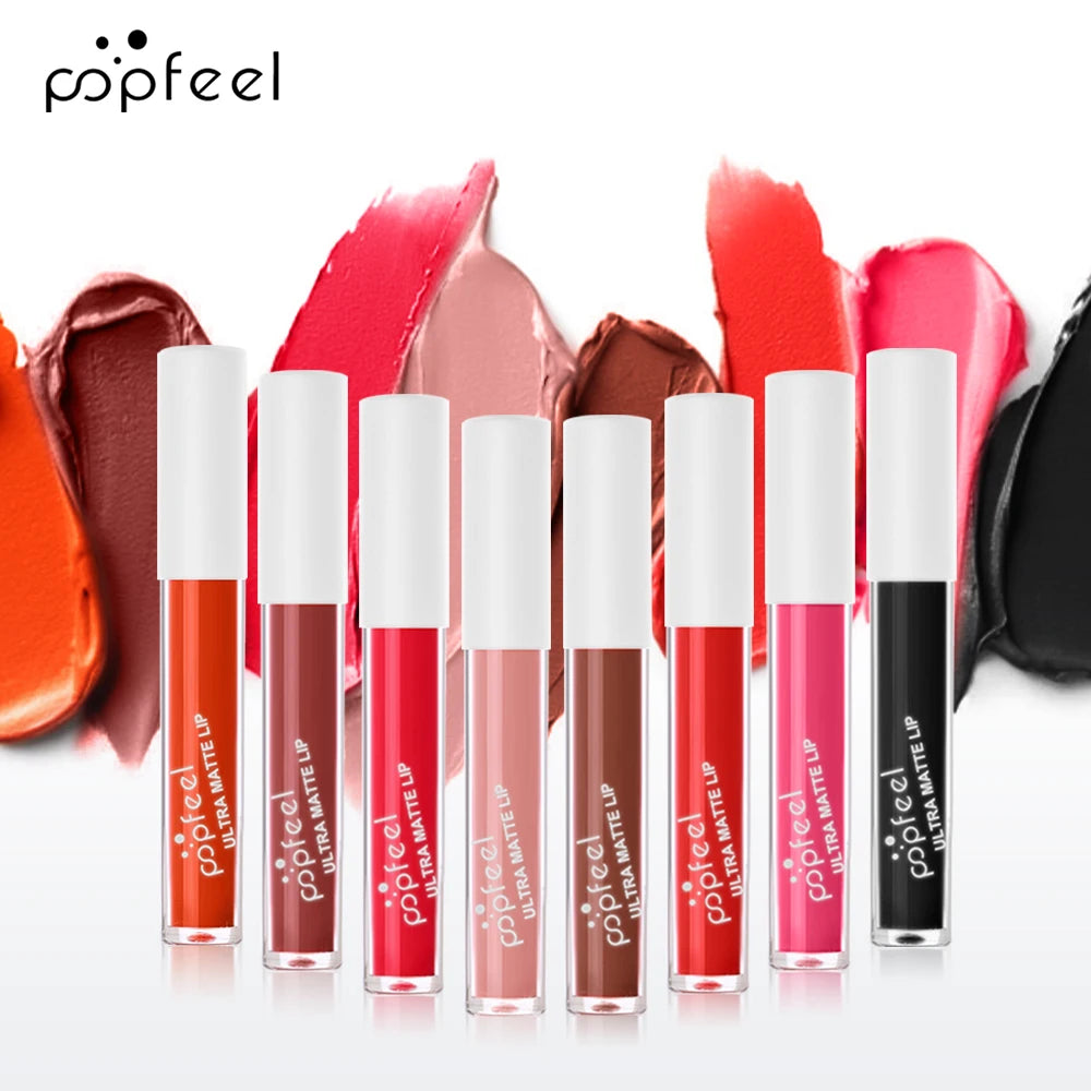 POPFEEL Party Lip Glaze Personality Candy Color Lip Gloss, Black Lip Glaze, Non-stick Cup Long Lasting Lip Gloss