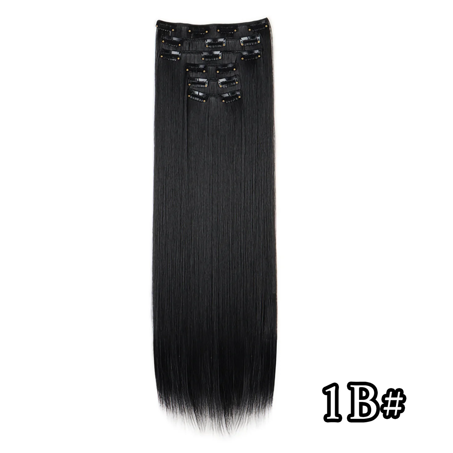 24Inch 16 Clips in Hair Extensions Long Straight Hairstyle Synthetic Blonde Black Hairpieces Heat Resistant False Hair Daily Use