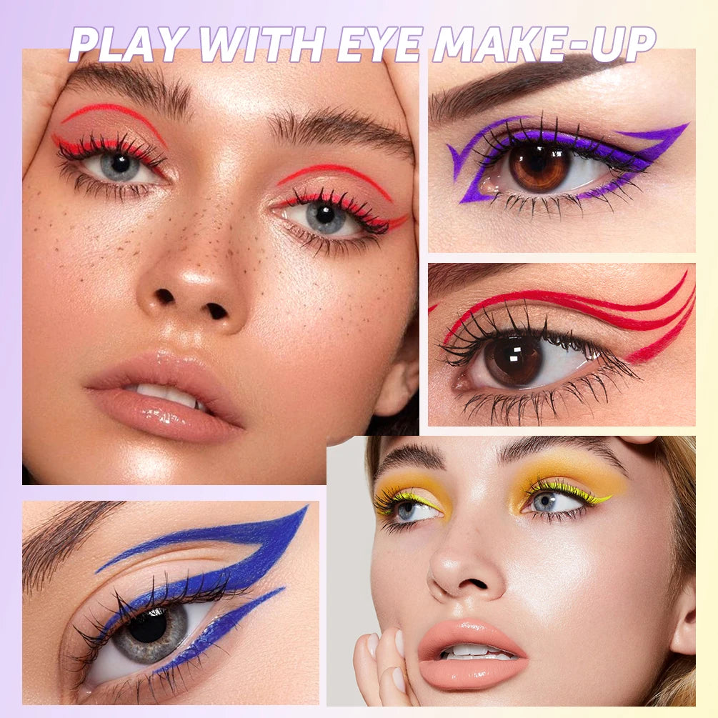 QIBEST High Pigment Eyeliner Pencil Waterproof Smudgeproof Makeup Eye Liner Liquid Black Eyeliner Quick Drying Eyes Cosmetics