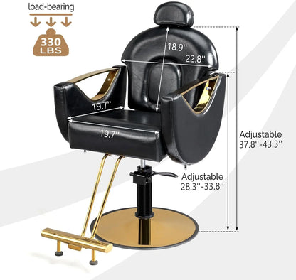 Omysalon Stylist Chairs For Salon All Purpose Barber Chair For Home Barbershop Shampoo, Reclining Salon Chair For Hair Stylist,