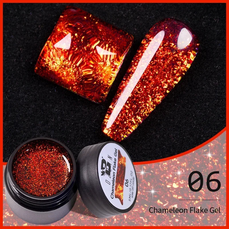 BOZLIN Chameleon Flake Gel Nail Polish Spring Color Sparkling Sequins Soak Off UV Glitter Gel Varnish Nail Art Decoration 5ML