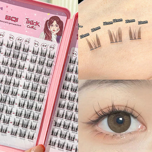 BQI lazy cat series elf large capacity eyelash book natural long curled thin stem segmented false eyelashes