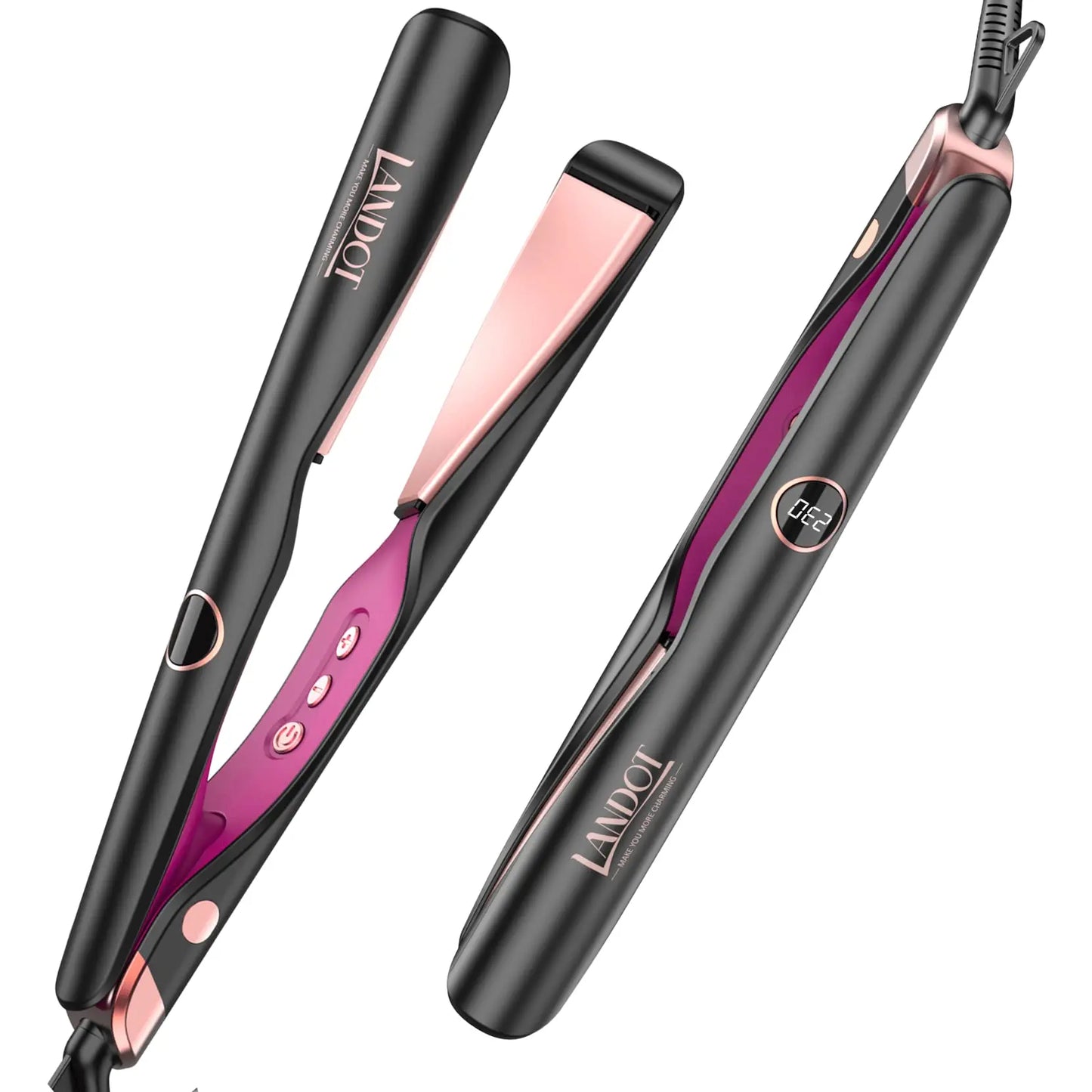 Landot Straightening Curling Iron Combo for Curl Wave Straighten Women Hair - 1 Inch Dual Voltage | HS168 | landot