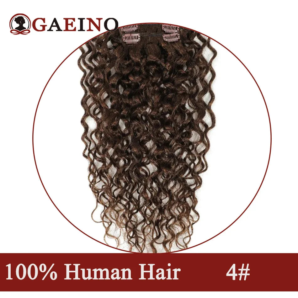 Water Wave Clip In Hair Extensions Human Hair 3Pcs/Set Chestnut Brown Natural Hair Curly Clip Ins Extension For Woman 14-28Inch