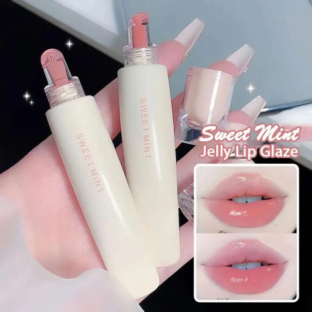 Sweet Mint Jelly Lip Glaze Non-stick Lip Tint Lasting Cosmetic Liquid Lip Moisturizing Crystal Lipstick Korean Glass Gloss