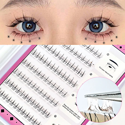 Self Adhesive Bottom Lashes No Glue Needed Reusable Under Eyelash Korean / Makeup DIY Individual Manga Lash Clusters