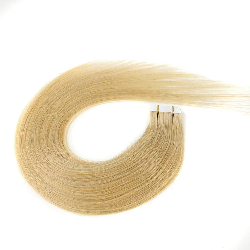 BHF Tape In Hair Extensions Human Hair 20pcs/Pack European Remy Straight Invisible Tape Ins Adhensive Hair Extensions