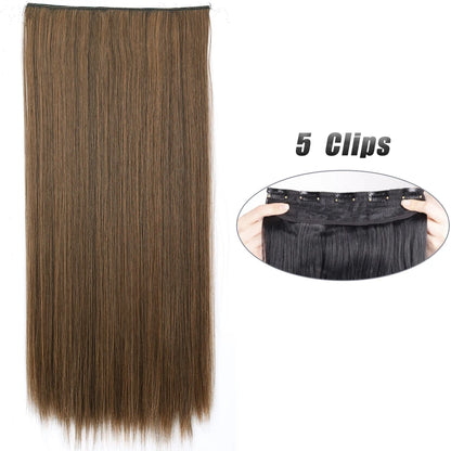 Synthetic 5 Clip In Hair Extensions Long Straight Hairstyle Hairpiece Black Brown Blonde 80CM Natural Fake Hair For Women