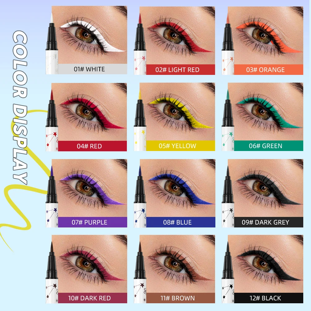 QIBEST High Pigment Eyeliner Pencil Waterproof Smudgeproof Makeup Eye Liner Liquid Black Eyeliner Quick Drying Eyes Cosmetics