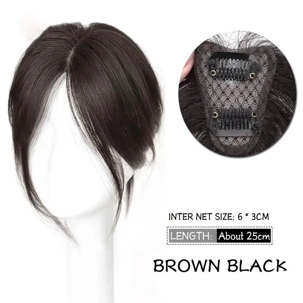 Middle Part Fake Bangs Fringe Synthetic Topper Hairpiece Clip-In Bang Extension Natural Invisible Clourse Hairpiece Women