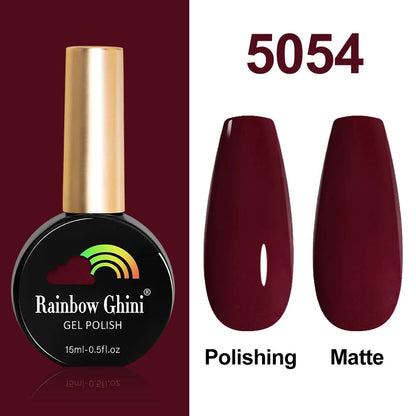 Rainbow Ghini 15ml Glitter Dark Red Gel Nail Polish Semi-Permanent Varnish UV Pale Red Nail Gel Art Supplies for Professionals