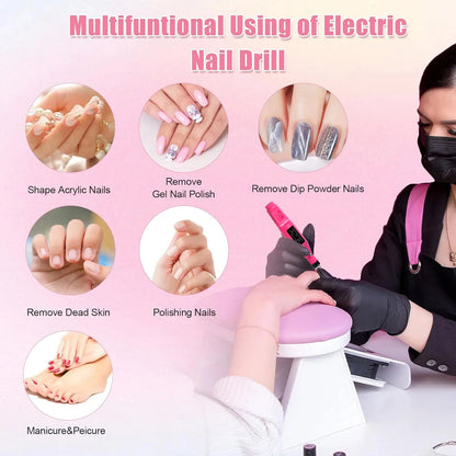 Portable Professional Electric Nail Drill Machine Manicure Tools Pedicure Drill Set Family Nail File Nail Drill Equipment