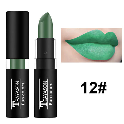 12 Color Lipstick Waterproof Long Lasting Cosmetic Black Blue Purple Green Matte Make Up Lip Gloss Makeup Red Lipstick