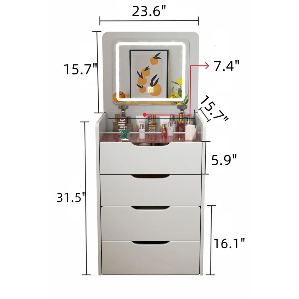 3 in 1 Vanity Desk with Plip Top Mirror, Small Make Up Vanity Set  Makeup Vanity with Drawers, Dressing Table for Bedroom